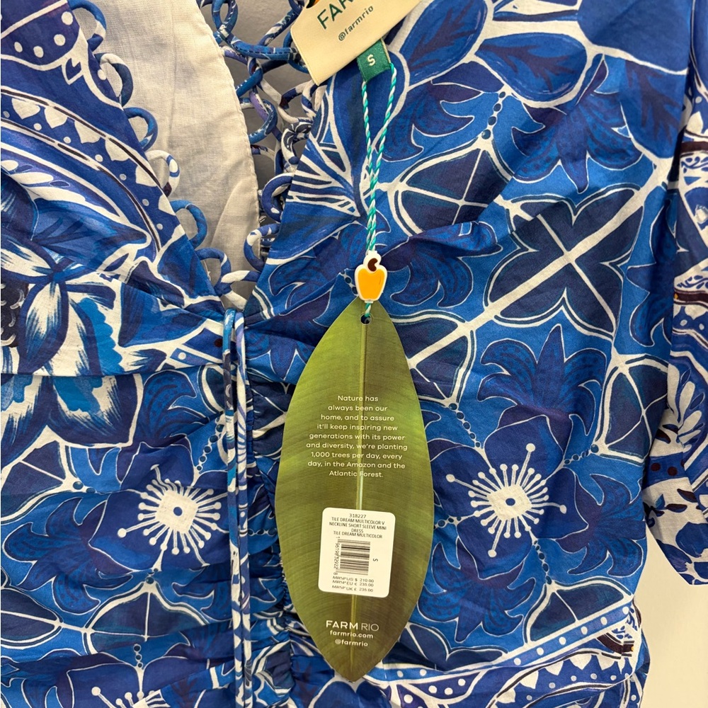 FARM Rio Blue Floral Mini Dress - Picture 4 of 8